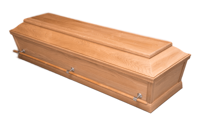 Begravelse 16 eg med bærestænger med metalholdere minus kors